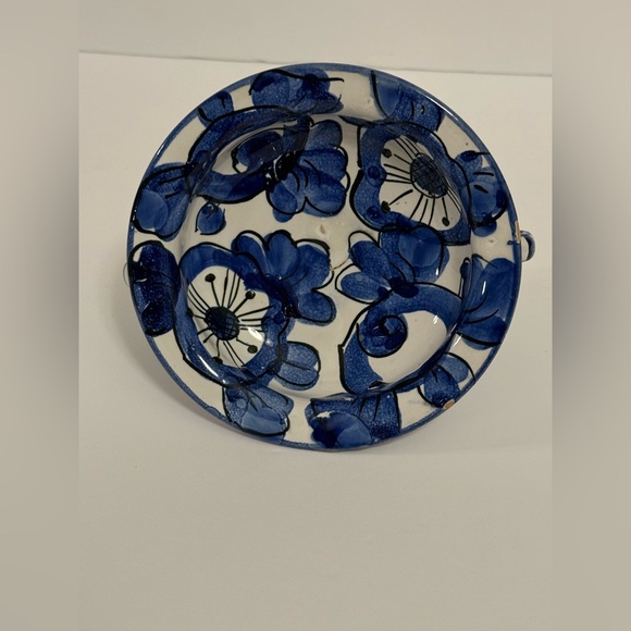 Vintage Signed Studio Art~Charming Blue and White Pedestal Bowl or Trinket Dish - Picture 6 of 13